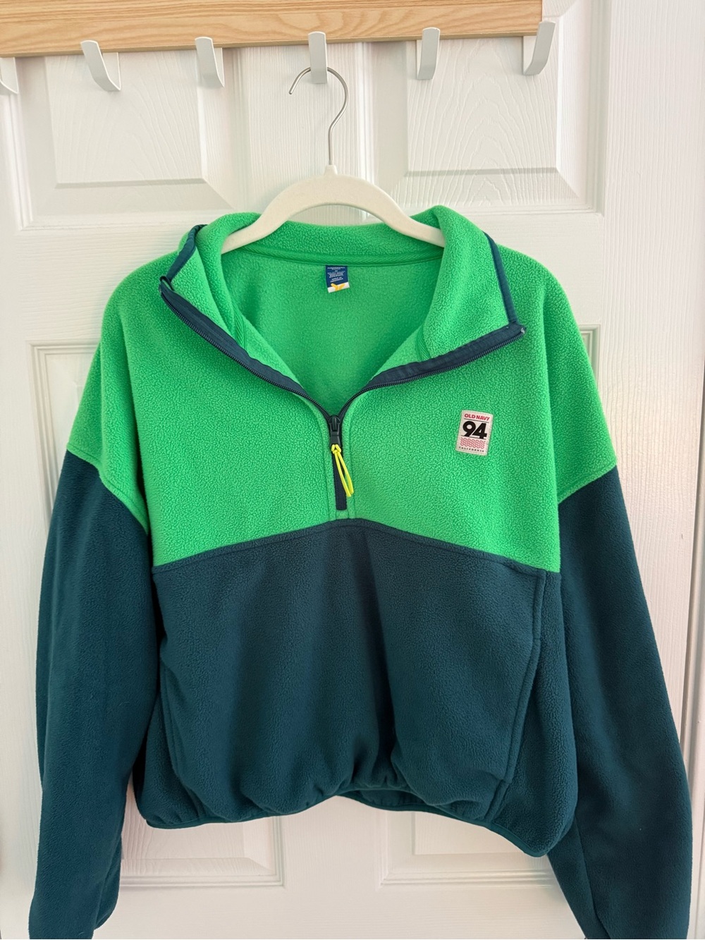 Old Navy Two-Tone Half-Zip Fleece Pullover - Bright Green/Teal